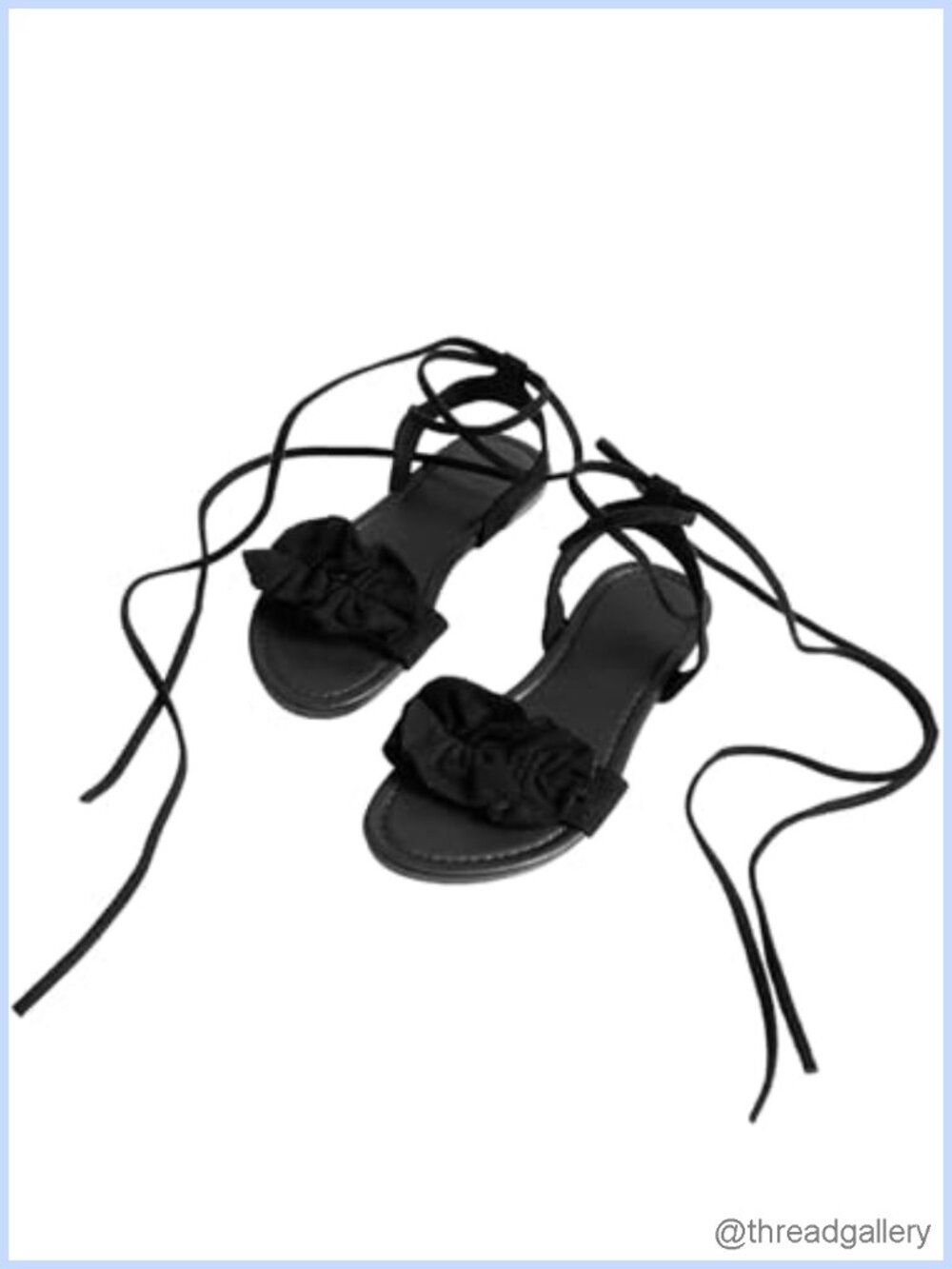 Women's Lace Up Flat Sandals Strappy Tie Up Gladiator Slides Faux Leather